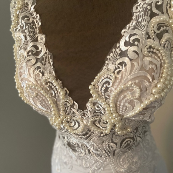 Beaded Illusion Neckline Dress - Picture 4 of 10